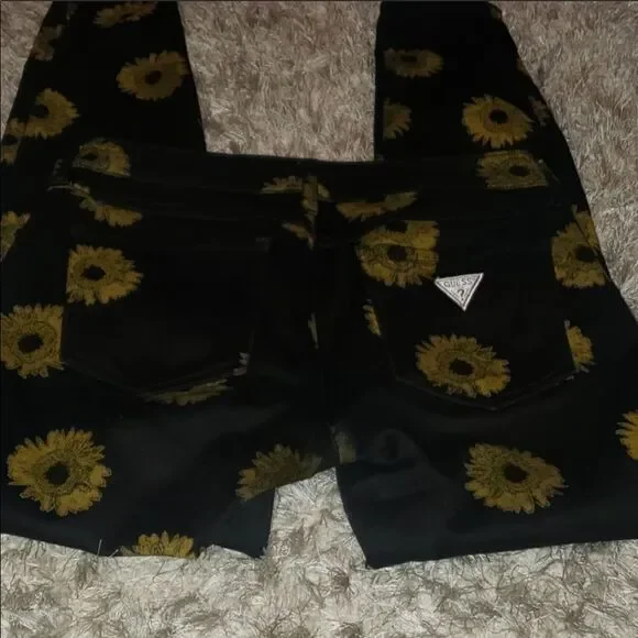 NEW Guess Black Sunflower Skinny Ankle Jeans 24 - Picture 4 of 12
